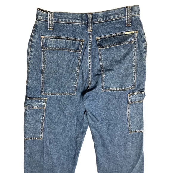 VTG Y2K Zana Di Women’s 5 Button Fly High Rise Wide Leg Cargo Jean Flap Pockets - Picture 5 of 12